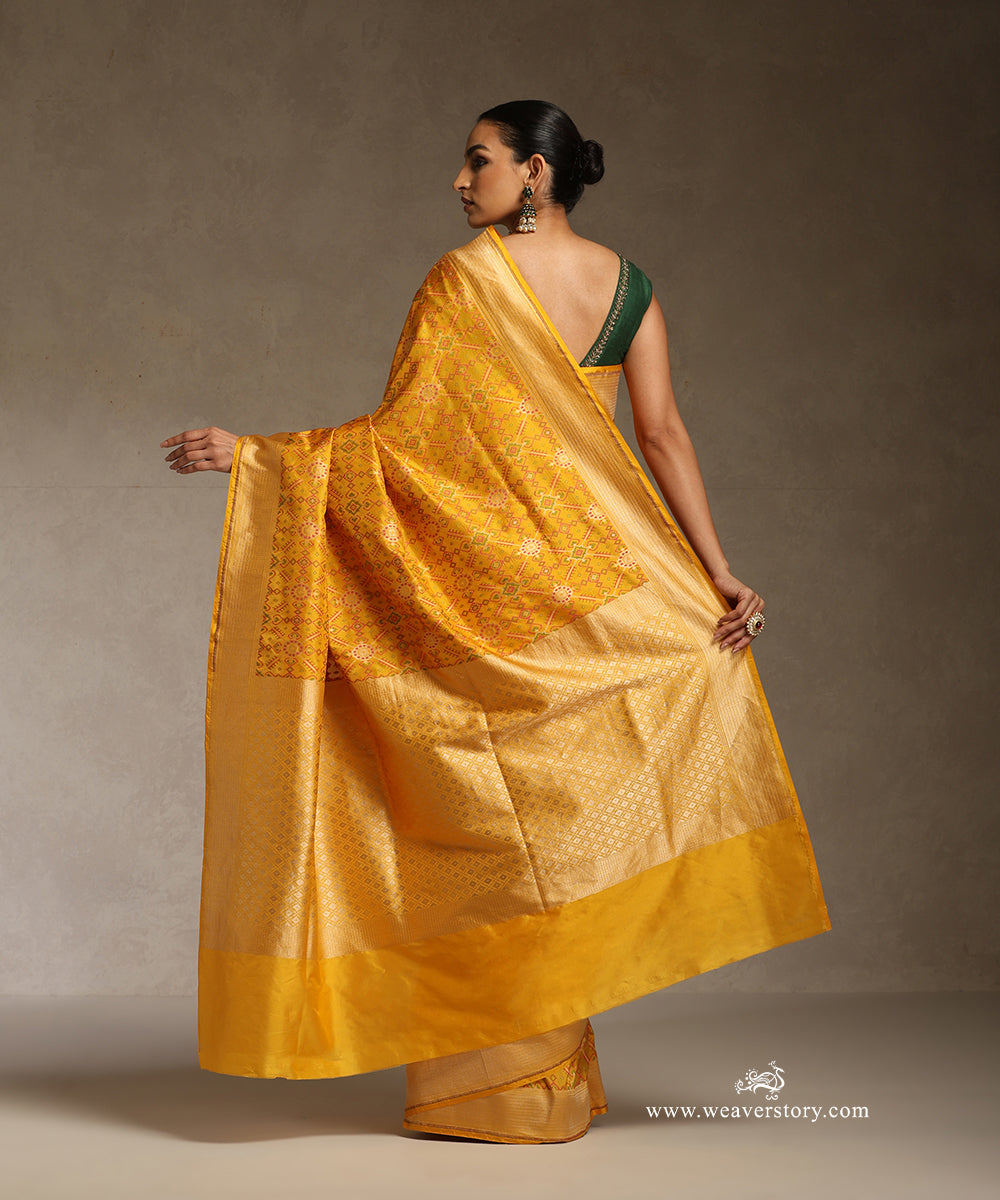Yellow_Handloom_Pure_Katan_Silk_Saree_Banarasi_Patola_Saree_With_Cutwork_WeaverStory_03