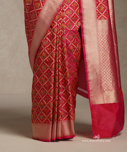 Rani_Pink_Handloom_Pure_Katan_Silk_Banarasi_Patola_Saree_With_Cutwork_WeaverStory_04