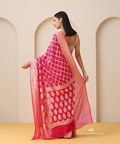 Rani_Pink_Handloom_Pure_Georgette_Saree_With_Allover_Jaal_WeaverStory_03