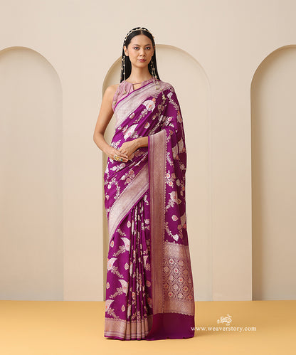 Handloom_Purple_Pure_Georgette_Banarasi_Meenakari_Jaal_Saree_WeaverStory_01
