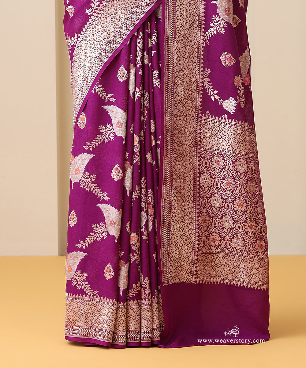 Handloom_Purple_Pure_Georgette_Banarasi_Meenakari_Jaal_Saree_WeaverStory_04