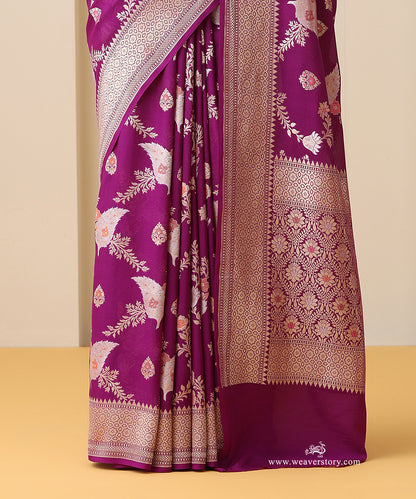 Handloom_Purple_Pure_Georgette_Banarasi_Meenakari_Jaal_Saree_WeaverStory_04