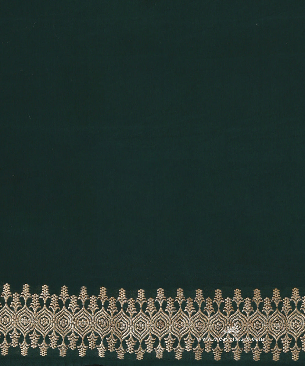 Handloom_Green_Pure_Georgette_Banarasi_Saree_With_Double_Border_Kadhwa_Meena_Booti_WeaverStory_05