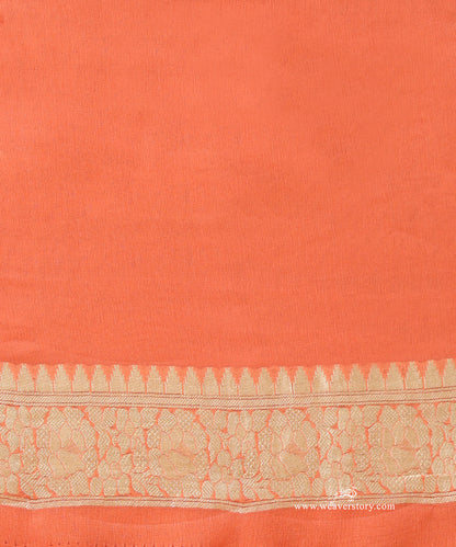 Peach_Orange_Handloom_Pure_Georgette_Banarasi_Cutwork_Saree_With_Allover_Rose_Jaal_WeaverStory_05