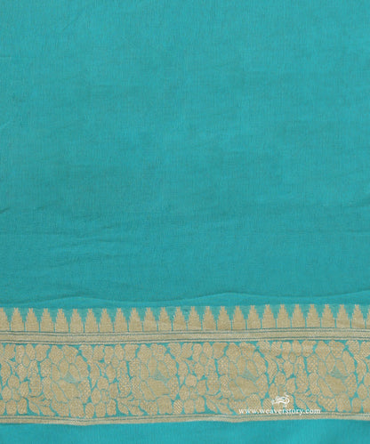 Turquoise_Handloom_Pure_Georgette_Banarasi_Cutwork_Saree_With_Allover_Rose_Jaal_WeaverStory_05