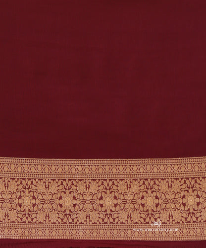 Onion_Pink_Handloom_Pure_Georgette_Banarasi_Cutwork_Saree_With_Wine_Contrast_Border_WeaverStory_04