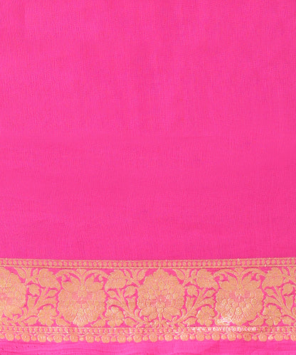 Neon_Pink_Handloom_Pure_Georgette_Banarasi_Saree_With_Allover_Barfi_Jaal_And_Cutwork_Weave_WeaverStory_05
