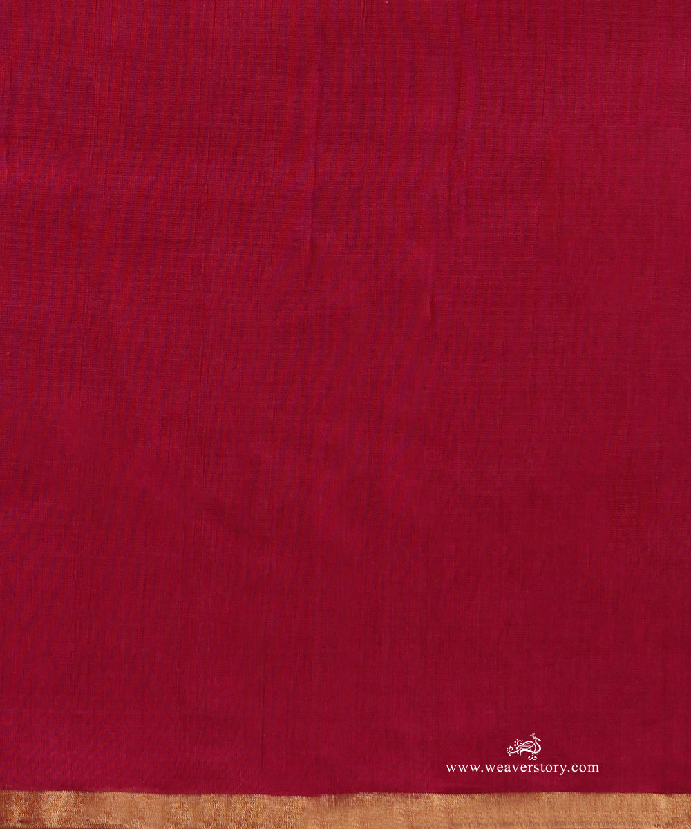 Plum_Handloom_Plain_Eknaliya_Chanderi_Saree_With_Gold_Selvedge_WeaverStory_05