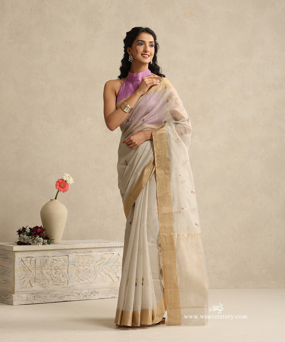 Light_Mauve_Handloom_Cotton_Silk_Eknaliya_Chanderi_Saree_With_Thread_And_Zari_Meena_Flower_Booti_WeaverStory_01