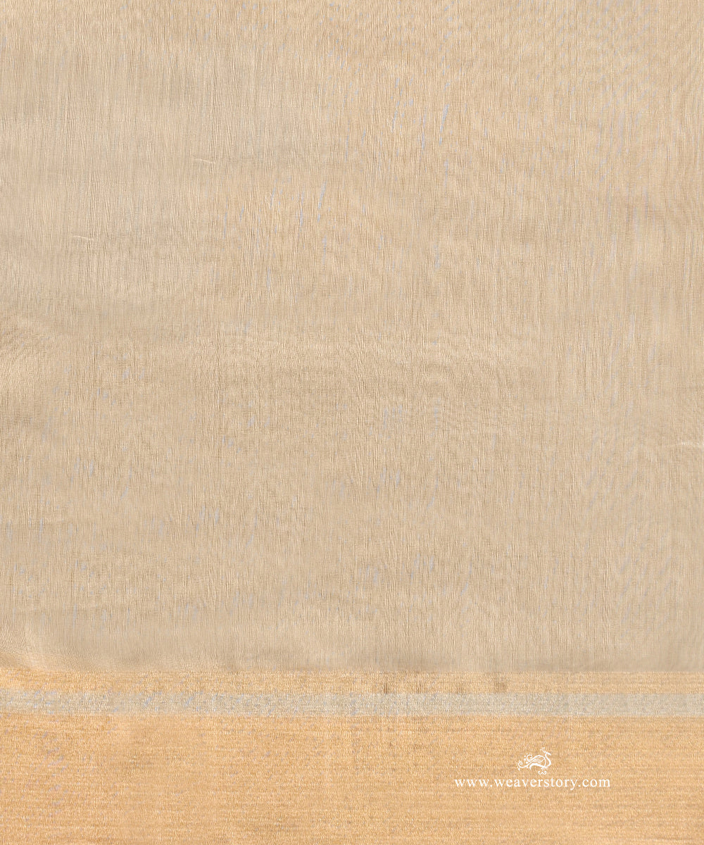 Beige_Handloom_Cotton_Silk_Eknaliya_Chanderi_Saree_Eknaliya_Lotus_Meena_Flower_Booti_WeaverStory_05