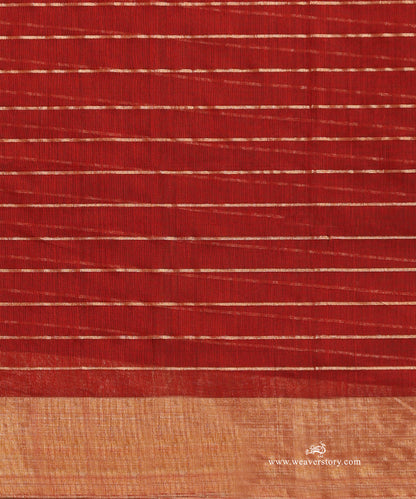 Maroon_Handloom_Silk_Eknaliya_Chanderi_Saree_With_Small_Zari_Lines_And_Gold_Big_Zari_Border_WeaverStory_05