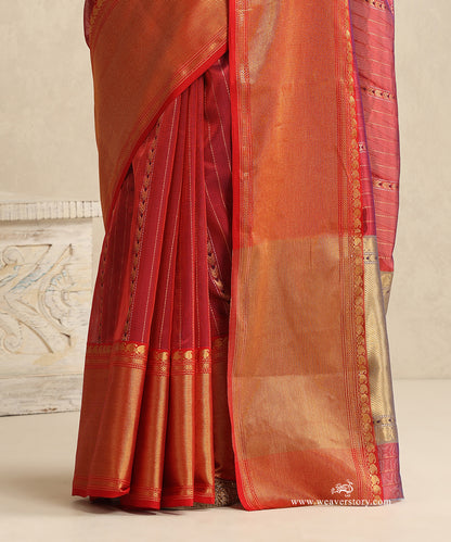Teal_Handloom_Silk_Eknaliya_Chanderi_Saree_With_Small_Zari_Lines_And_Gold_Big_Zari_Border_WeaverStory_04