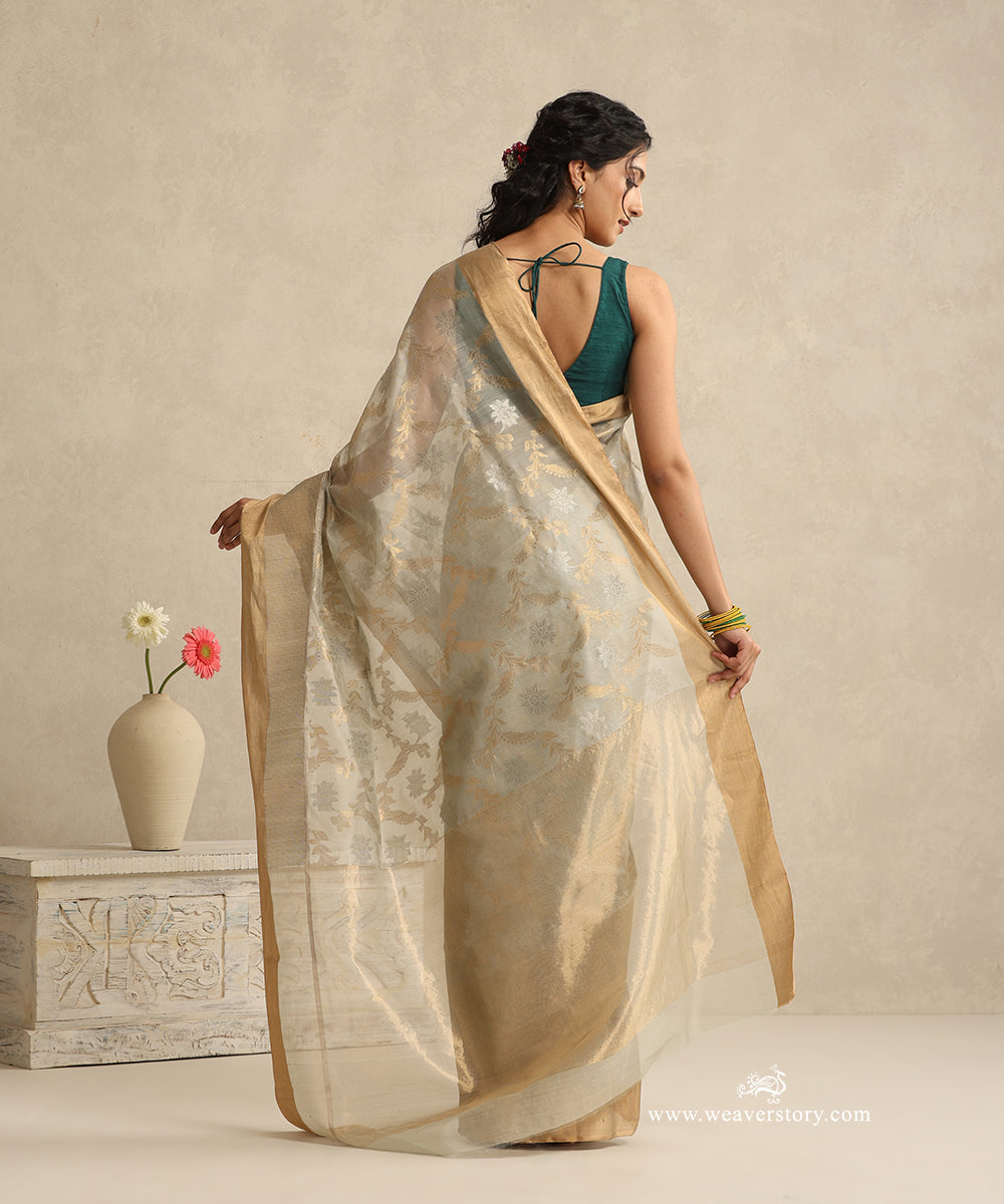 Grey_Handloom_Cotton_Silk_Donaliya_Chanderi_Saree_With_Allover_Flower_Jaal_WeaverStory_03