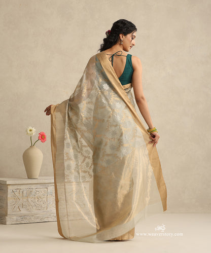 Grey_Handloom_Cotton_Silk_Donaliya_Chanderi_Saree_With_Allover_Flower_Jaal_WeaverStory_03