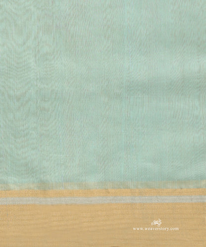 Soft_Aqua_Handloom_Cotton_Silk_Donaliya_Chanderi_Saree_With_Allover_Gold_Silver_Mogra_Booti_WeaverStory_05