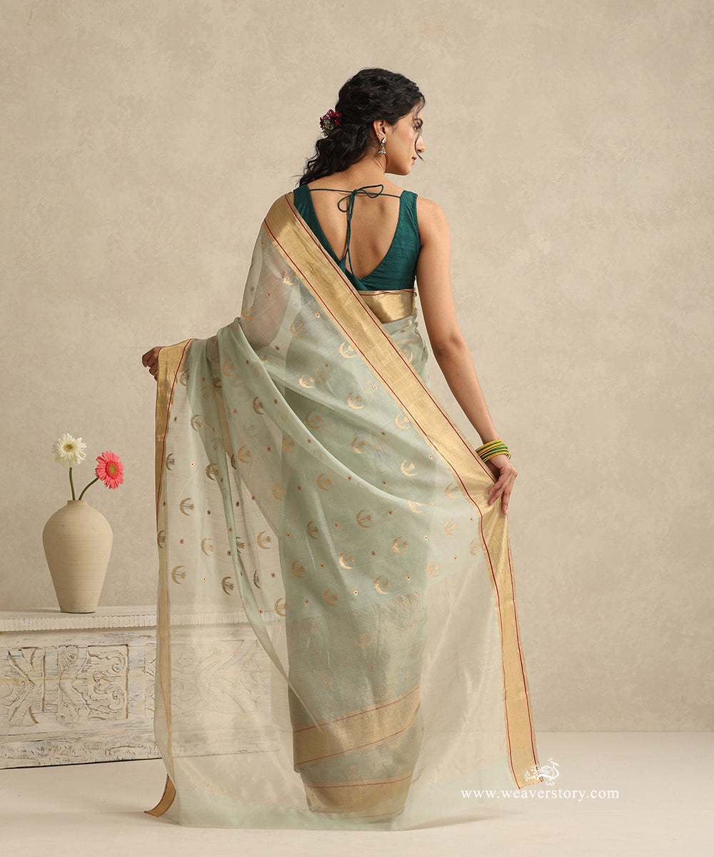 Ice_Blue_Handloom_Cotton_Silk_Eknaliya_Chanderi_Booti_Saree_With_Pink_Meena_Booti_WeaverStory_03