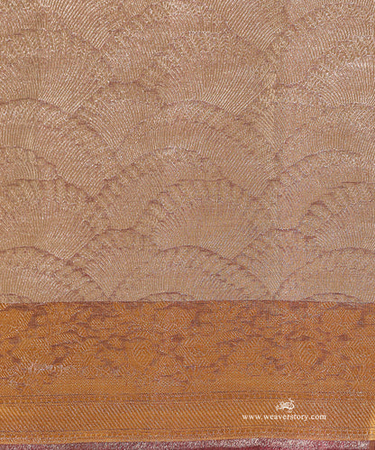Mauve And Silver Handloom Pure Silk Tissue Tanchoi Banarasi Saree With Gold Zari Floral Border