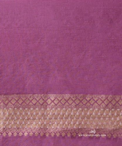 Lilac Handloom Pure Kora Cotton Kadhwa Banarasi Saree With Allover Aadi Jaal