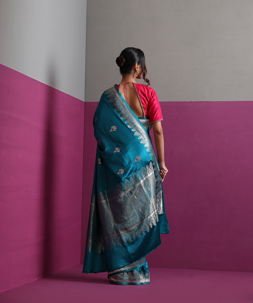 Teal_Blue_Mashru_Silk_Banarasi_Saree_With_Guldasta_Motifs_&amp;_Pink_Meena_WeaverStory_04