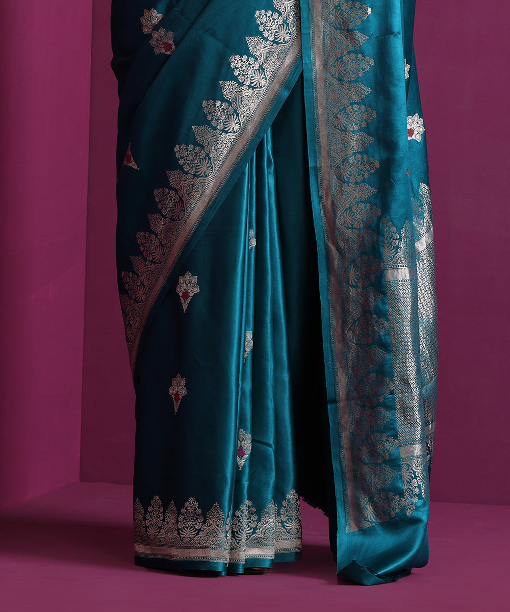 Teal_Blue_Mashru_Silk_Banarasi_Saree_With_Guldasta_Motifs_&amp;_Pink_Meena_WeaverStory_05