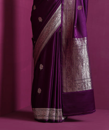 Deep_Purple_Mashru_Silk_Banarasi_Saree_With_Floral_Motifs_&amp;_Pink_Meena_WeaverStory_04