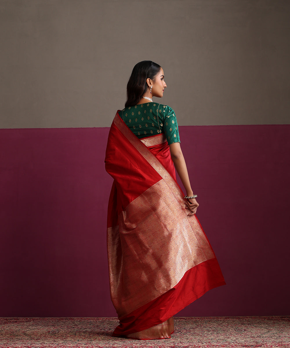 Red_Pure_Katan_Silk_Banarasi_Saree_With_Gold_Zari_Border_&amp;_Palla_WeaverStory_03