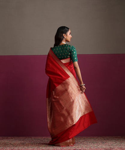 Red_Pure_Katan_Silk_Banarasi_Saree_With_Gold_Zari_Border_&amp;_Palla_WeaverStory_03