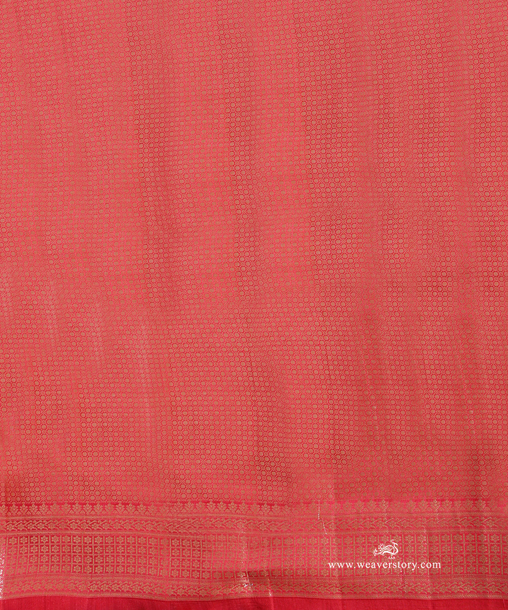 Red_Handloom_Pure_Chiniya_Silk_Banarasi_Saree_With_Cutwork_Boota_And_Havey_Blouse_WeaverStory_05