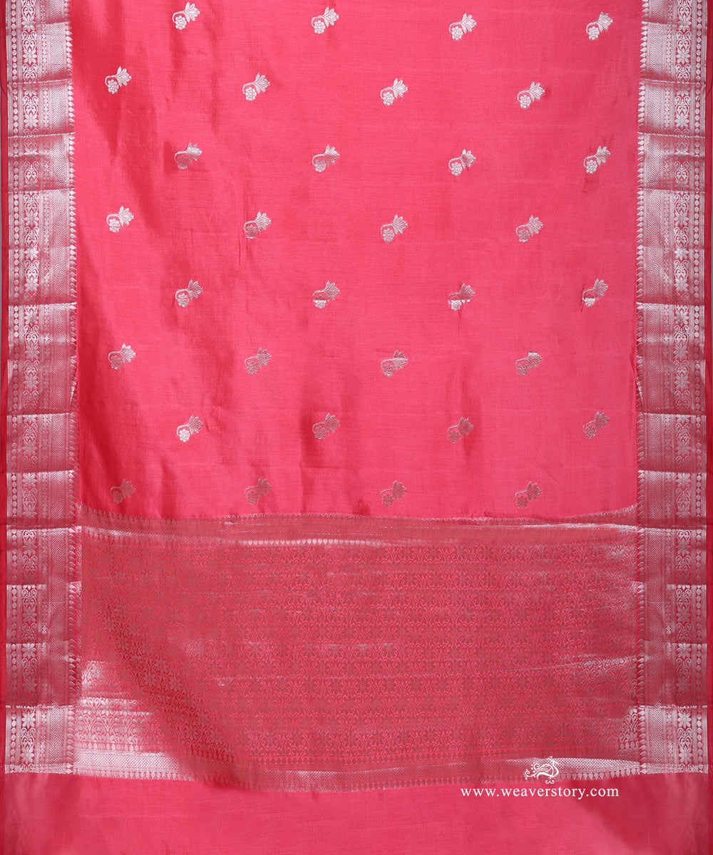 Cattot_Pink_Handloom_Pure_Chiniya_Silk_Banarasi_Saree_With_Cutwork_Flower_Boota_And_Havey_Blouse_WeaverStory_04