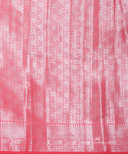 Cattot_Pink_Handloom_Pure_Chiniya_Silk_Banarasi_Saree_With_Cutwork_Flower_Boota_And_Havey_Blouse_WeaverStory_05