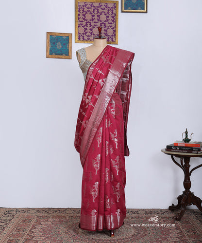 Wine_Handloom_Pure_Chiniya_Silk_Banarasi_Saree_With_Silver_Zari_Tree_Motifs_WeaverStory_01