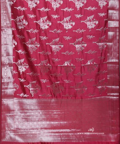Wine_Handloom_Pure_Chiniya_Silk_Banarasi_Saree_With_Silver_Zari_Tree_Motifs_WeaverStory_04
