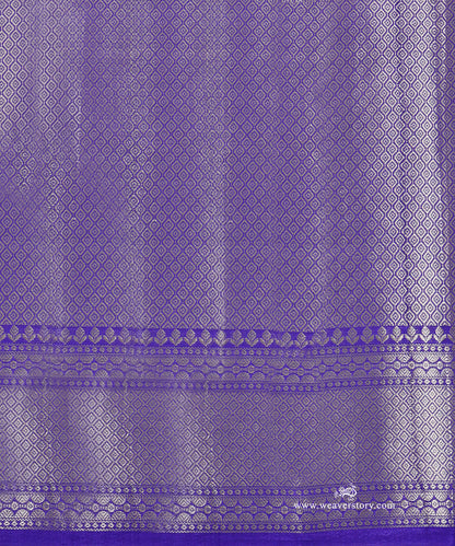 Blue_Handloom_Pure_Chiniya_Silk_Banarasi_Saree_With_Gold_Zari_Flower_Border_WeaverStory_05