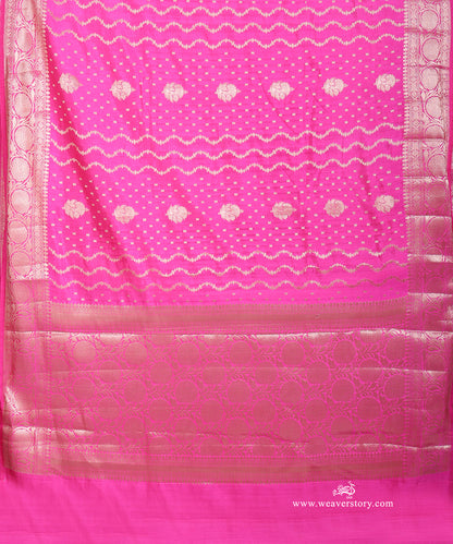 Pink_Handloom_Pure_Chiniya_Silk_Banarasi_Saree_With_Gold_Zari_Flower_Border_WeaverStory_04