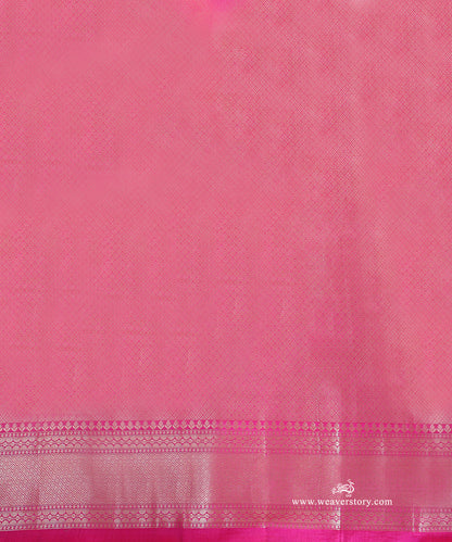Pink_Handloom_Pure_Chiniya_Silk_Banarasi_Saree_With_Gold_Zari_Flower_Border_WeaverStory_05