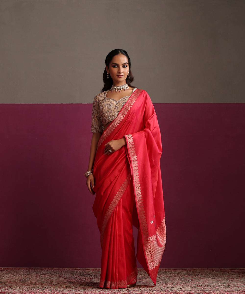 Fuchsia_Pink_Pure_Katan_Silk_Banarasi_Saree_With_Zari_Border_WeaverStory_02
