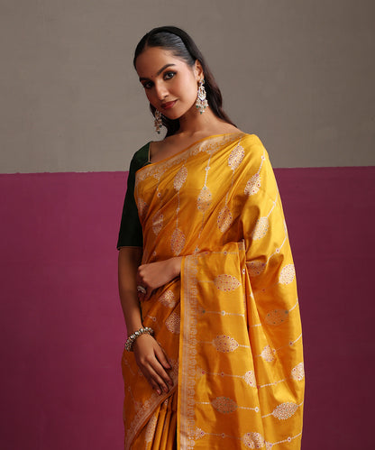 Mustard_Pure_Katan_Silk_Banarasi_Ektara_Saree_With_Multi_Meena_Kadhwa_WeaverStory_01