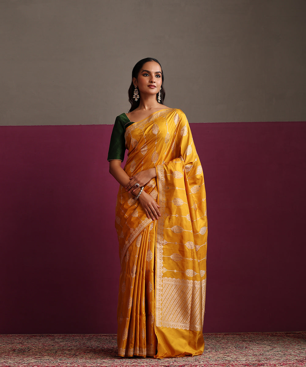 Mustard_Pure_Katan_Silk_Banarasi_Ektara_Saree_With_Multi_Meena_Kadhwa_WeaverStory_02
