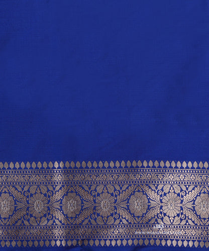 Royal Blue Pure Katan Silk Banarasi Ekrata Saree With Sona Rupa Mehraab Jaal