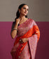 Orange_Pure_Katan_Silk_Banarasi_Ektara_Saree_With_Plum_Meenakari_Border_WeaverStory_01
