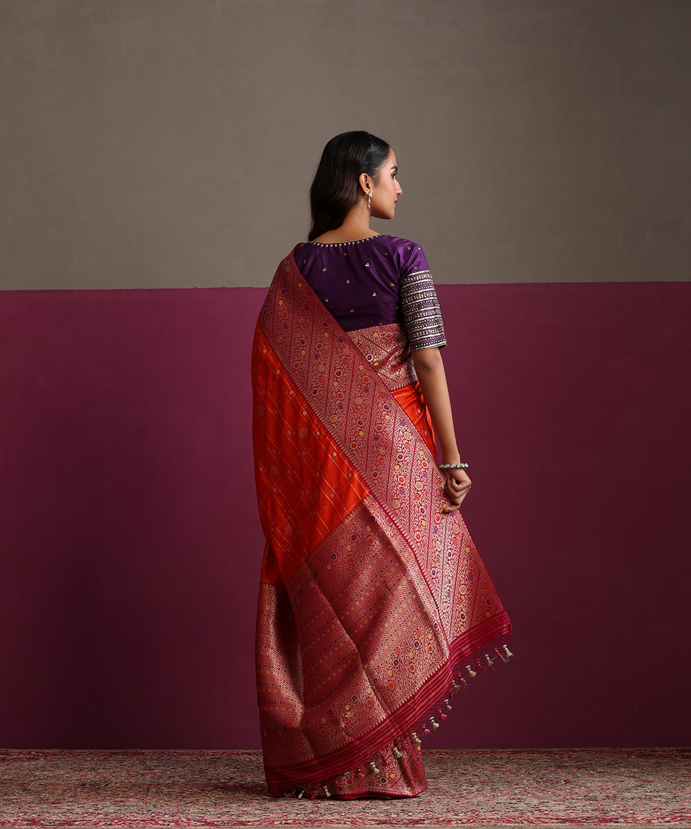 Orange_Pure_Katan_Silk_Banarasi_Ektara_Saree_With_Plum_Meenakari_Border_WeaverStory_03