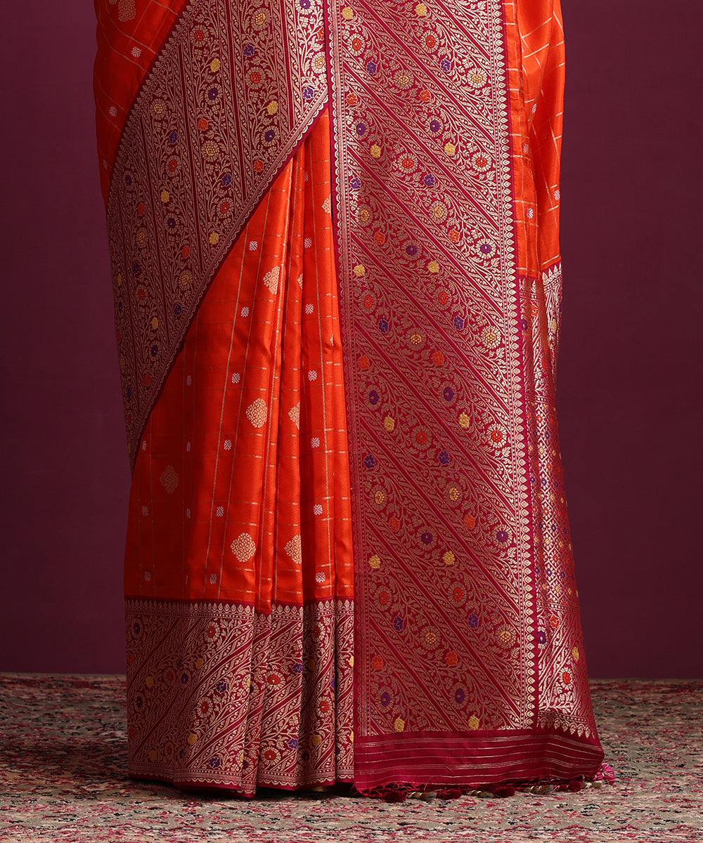 Orange_Pure_Katan_Silk_Banarasi_Ektara_Saree_With_Plum_Meenakari_Border_WeaverStory_04