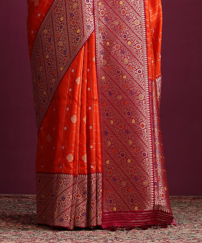 Orange_Pure_Katan_Silk_Banarasi_Ektara_Saree_With_Plum_Meenakari_Border_WeaverStory_04