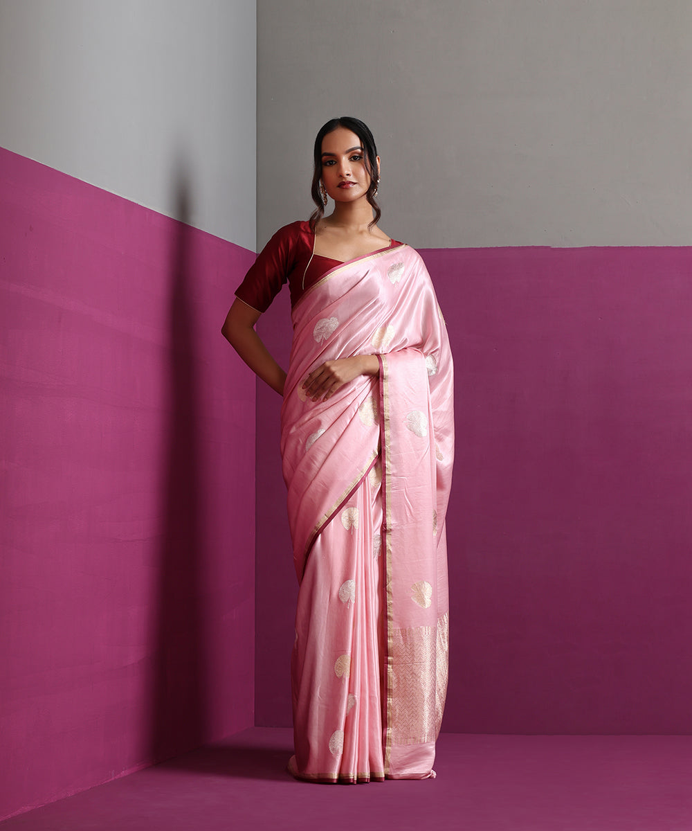 Baby_Pink_Pure_Satin_Silk_Banarasi_Kadhwa_Saree_With_Gold_Silver_Floral_Motifs_WeaverStory_02