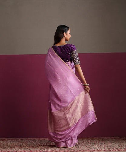 Peach_Pure_Satin_Silk_Banarasi_Kadhwa_Saree_With_Gold_Silver_Leaf_Boota_WeaverStory_03