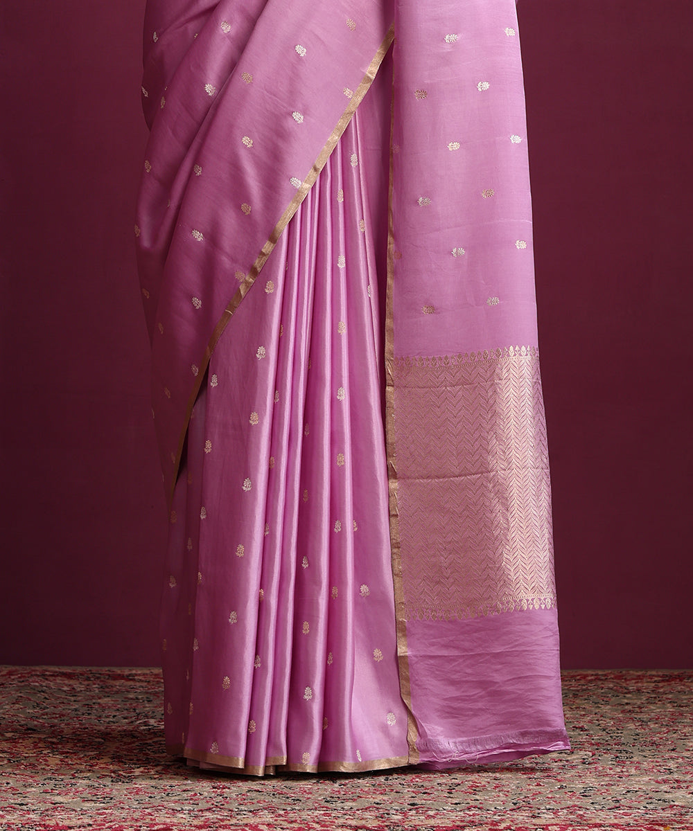 Peach_Pure_Satin_Silk_Banarasi_Kadhwa_Saree_With_Gold_Silver_Leaf_Boota_WeaverStory_04