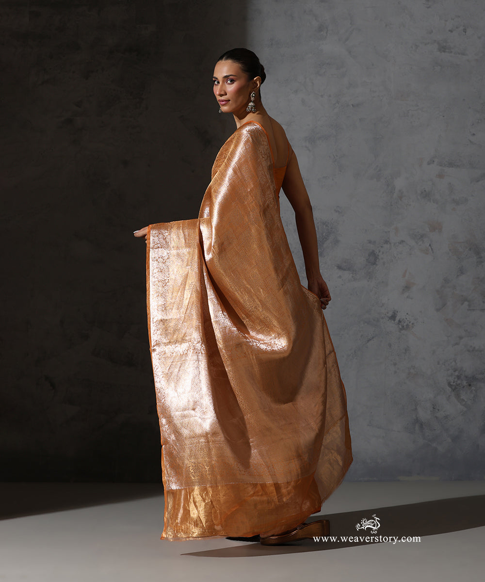 Orange_Pure_Tissue_Kora_Silk_Banarasi_Zari_Tanchoi_Saree_WeaverStory_03