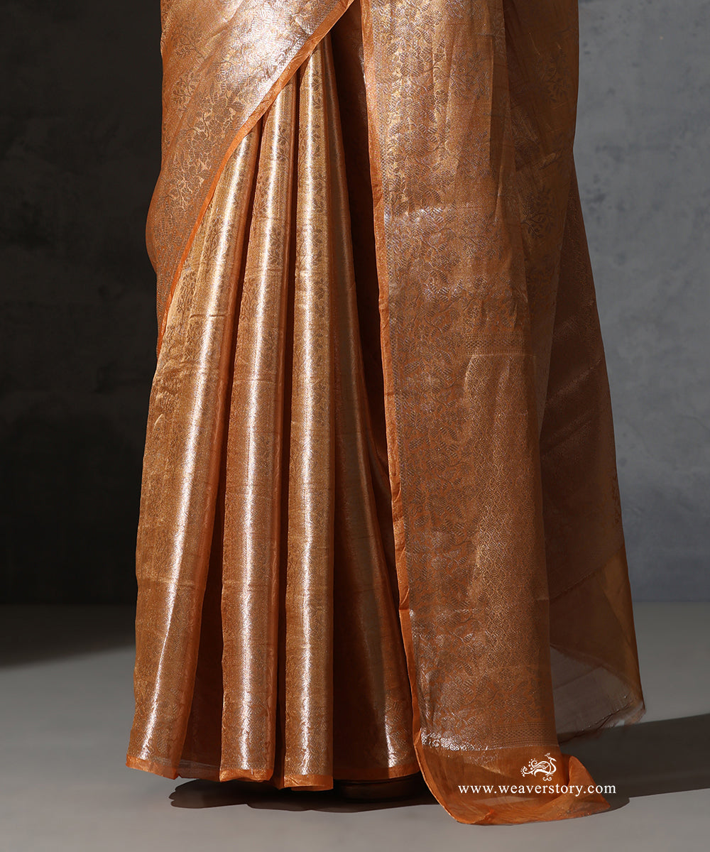 Orange_Pure_Tissue_Kora_Silk_Banarasi_Zari_Tanchoi_Saree_WeaverStory_04