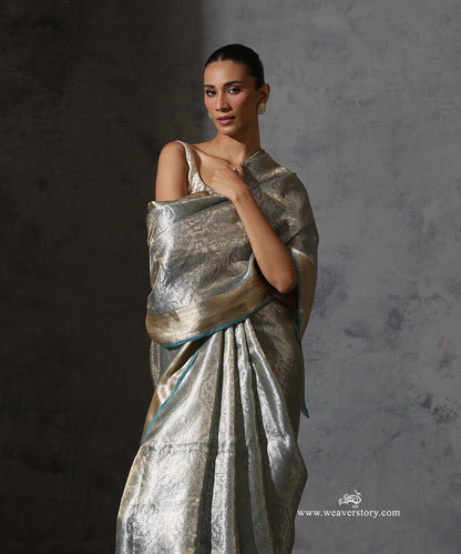 Ice_Blue_Pure_Tissue_Kora_Silk_Banarasi_Tanchoi_Saree_With_Gold_Zari_Border_WeaverStory_01