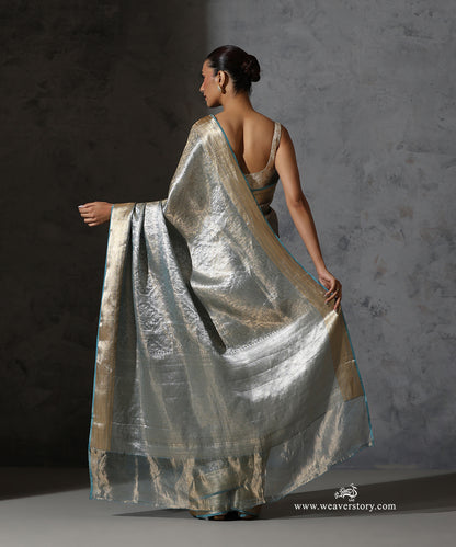 Ice_Blue_Pure_Tissue_Kora_Silk_Banarasi_Tanchoi_Saree_With_Gold_Zari_Border_WeaverStory_03